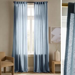 NWT QUINCE Set Of 2 48x84 European Linen Curtains Chambray 4446